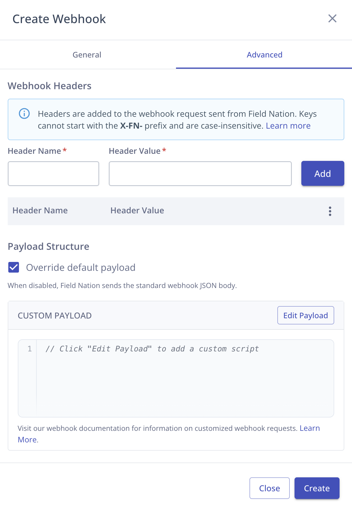 Enable Payload Customization