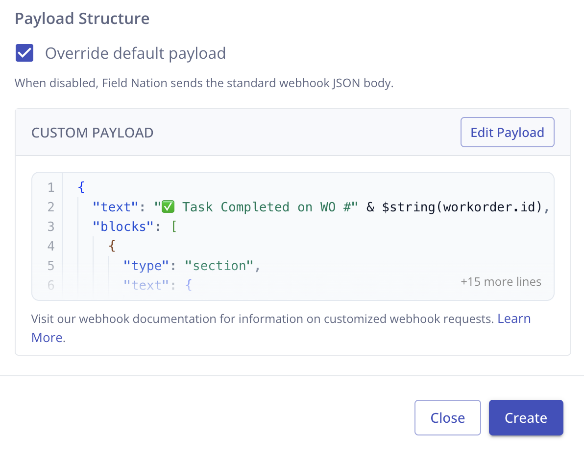 Saved Payload Preview